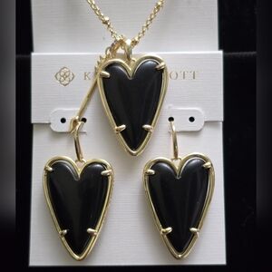Kendra Scott Ansley Black Heart Pendant Necklace & Earrings